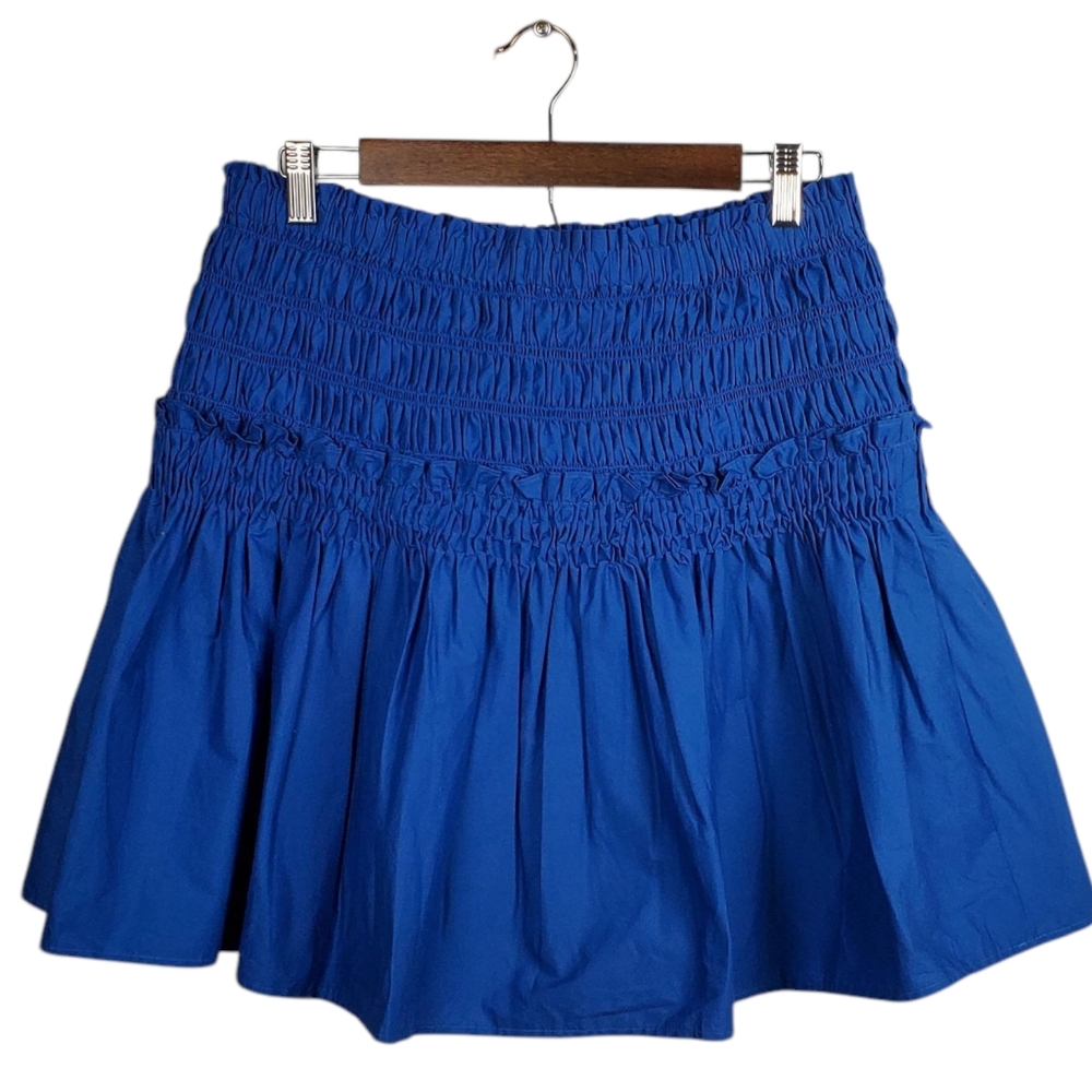 SEA New York Royal Blue Smocked Tiered Mini Skirt Size L NWT Cotton Blend